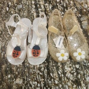 Gold and White Kids Shoes Set